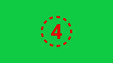 Red Dashed Countdown Timer 5 to 1 Seconds Time Animation on Green Screen Ba.. Video stock 330115302