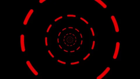 Red Dashed Spiral Tunnel on Black Background abstract Stock Footage 318054196