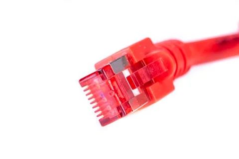 Red data cable for internet Stock Photos