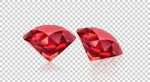 Red dazzling diamonds. on transparent background 스톡 일러스트