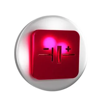Red DC voltage source icon isolated on transparent background. Silver circl.. Stock Illustration