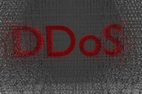 Red DDOS on a Digital Binary Warning background 3d render イラスト素材