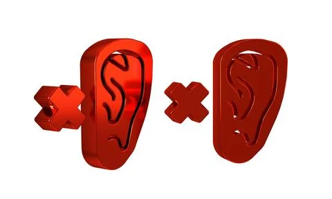 Red Deafness icon isolated on transparent background. Deaf symbol. Hearing .. Stock Illustration