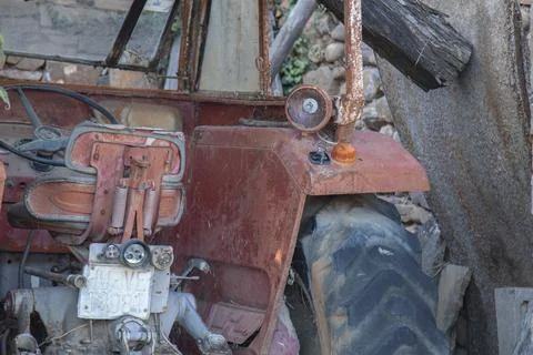 Red decay old tractor Stock Photos