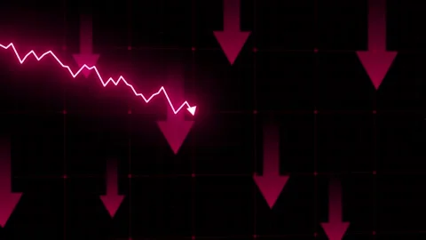 Red Declining Trend Graph with Multiple Down Arrows Animation Stock-Footage 343694594