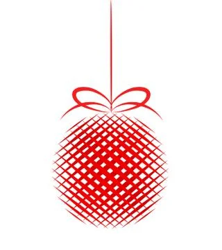 Red decor christmas tree ball with strips for your design, stock vector illus Stock-Illustration
