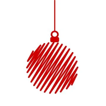 Red decor christmas tree ball with strips for your design, stock vector illus Stock Illustration