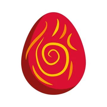 Red decorated easter egg with yellow pattern 库存插图