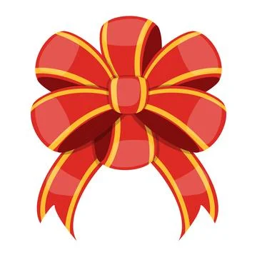 Red Decorative Bow with Yellow Trim and Loops Vector Illustration Image Stock Illustration