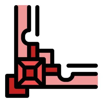 Red decorative corner border with geometric shapes and lines Stock Illustration