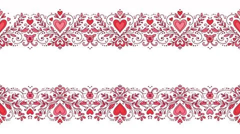 Red decorative floral border pattern Stock Illustration