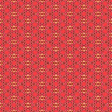 Red decorative pattern with small gold flowers Stock Illustration