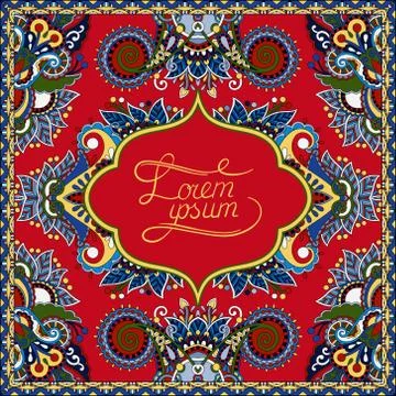 Red decorative pattern of ukrainian ethnic carpet design Stock Illustration
