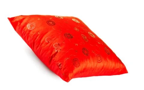 Red decorative pillow with pattern Stock Photos