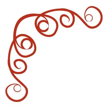 Red decorative swirls creating corner design element Stock Illustration