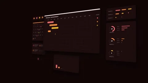Red Deep Perspective Project Dashboard UI Dark UI Loop Stockbeeldmateriaal 342603644