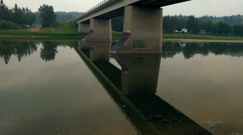 Red Deer river bridge Stock Footage 52002663
