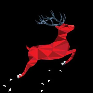 Red deer of triangle shapes Stock Illustration