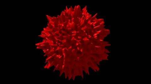Red deformed sphere, black background. Abstract illustration, 3d render. Stock Illustration