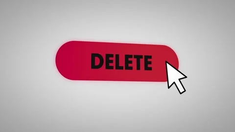 Red delete button clicked by cursor on minimal user interface screen Stock Footage 327689433