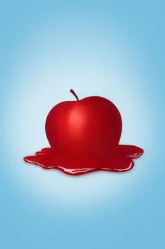 Red delicious apple on blue background Stock Illustration