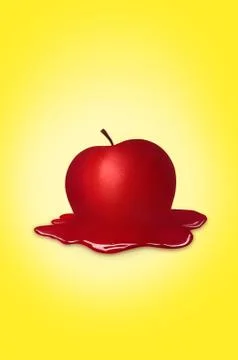 Red delicious apple on yellow background Stock Illustration