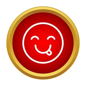 Red delicious emoticons button with happy tongue Illustrazione stock