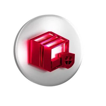 Red Delivery security with shield icon isolated on transparent background. .. Stock Illustration