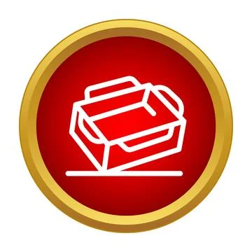 Red delivery takeaway box simple flat icon Stock Illustration