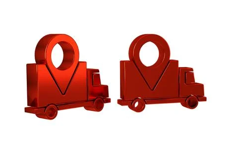 Red Delivery tracking icon isolated on transparent background. Parcel trackin Illustrazione stock
