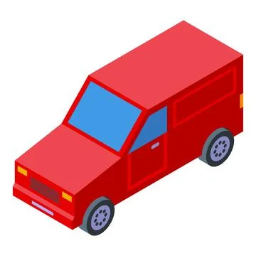 Red delivery van isometric projection for shipping and logistics Stock Illustration