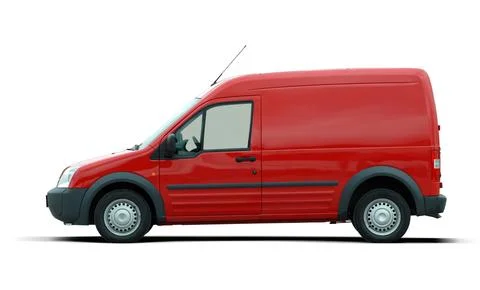 Red delivery van 库存照片