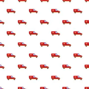 Red delivery van seamless pattern for transport logistics Stock Illustration