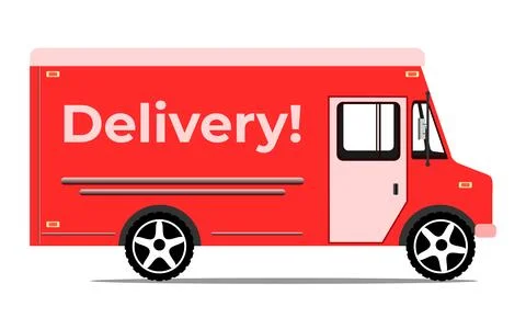 Red delivery van on a white background Illustrazione stock