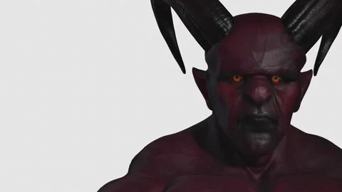 Red demon, devil, imp, monster with twisted horns and muscle Part 3 from 6 Video stock 148117995