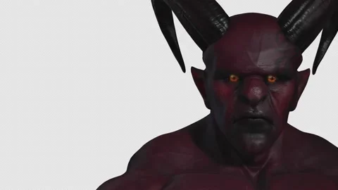 Red demon, devil, imp, monster with twisted horns and muscle Part 4 from 6 Video stock 148118267