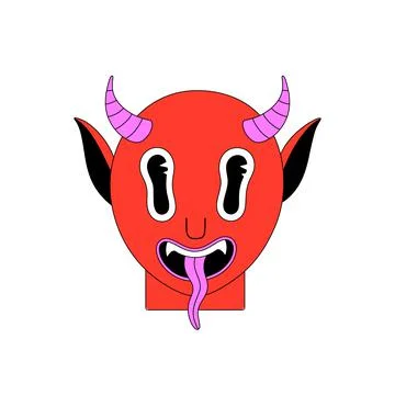 Red demon or devil. Halloween spooky cartoon character isolated on white back Stock Illustration