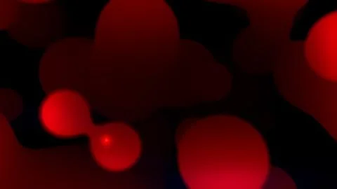 Red dense bland bubbles with particles - dark bokeh bg - abstract 3D rendering Illustrazione stock