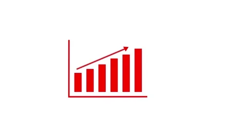Red descending bar chart with red grid lines Stock Footage 333782138