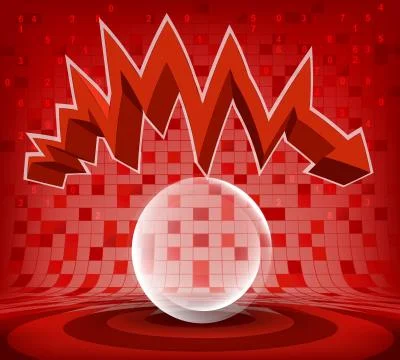 Red descending zig zag arrow graph vector illustration Illustrazione stock