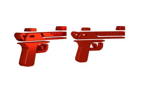 Red Desert eagle gun icon isolated on transparent background. Illustrazione stock