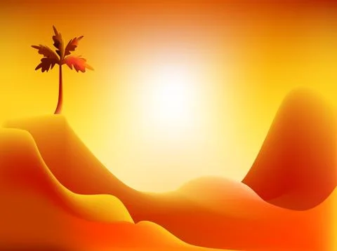 Red desert sunset Stock Illustration