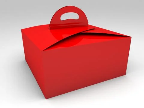 Red dessert box on white background 3D render Stock Illustration