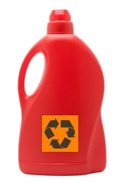 Red detergent bottle with clipping path Stock Photos