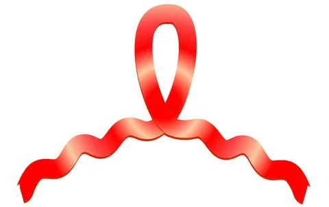 Red developing ribbon on a white isolate. Vector stock decoration. Stock Illustration