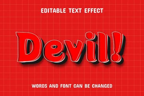 Red devil 3d text effect Stock Illustration
