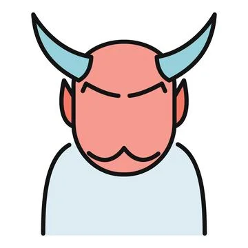 Red devil avatar icon showing anger looking down Illustrazione stock