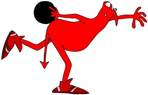 Red devil with a bowling ball Stock Illustration