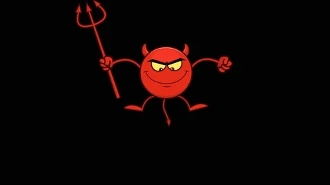 Red Devil Cartoon Emoji Character Holding A Pitchfork Stock Footage