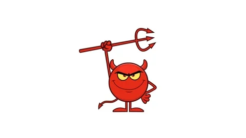 Red Devil Cartoon Emoji Character Holding A Pitchfork Stock Footage 138186032
